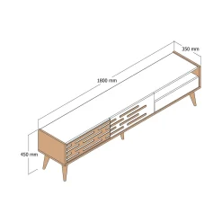 Mobile porta TV Upana, 180x45h35 cm, Bianco e Noce<Dmora Online