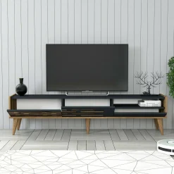 Mobile porta TV Upana, 180x45h35 cm, Antracite e Noce<Dmora Shop