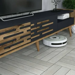 Mobile porta TV Upana, 180x45h35 cm, Antracite e Noce<Dmora Discount