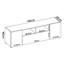 Mobile porta TV Vulcano, 142x35h44 cm, Bianco e Rovere Nodi<Dmora Hot