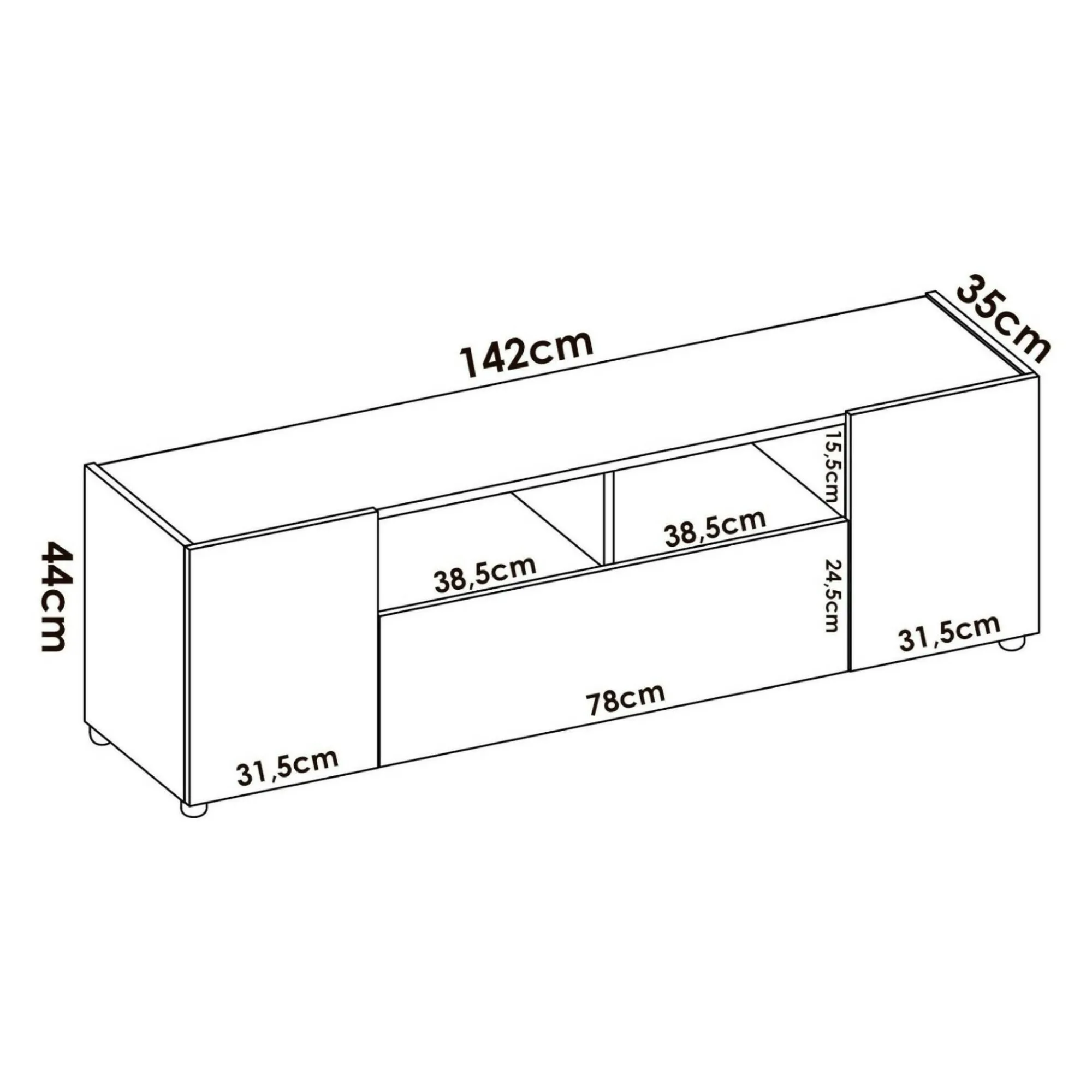 Mobile porta TV Vulcano, 142x35h44 cm, Bianco e Rovere Nodi<Dmora Hot