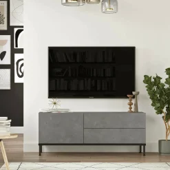 Mobile porta TV Zephir, 120x36 h46 cm, Argento e Nero<Dmora Best