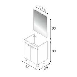 Mobile sottolavabo Abaco, 60x45h80 cm,<Dmora Discount