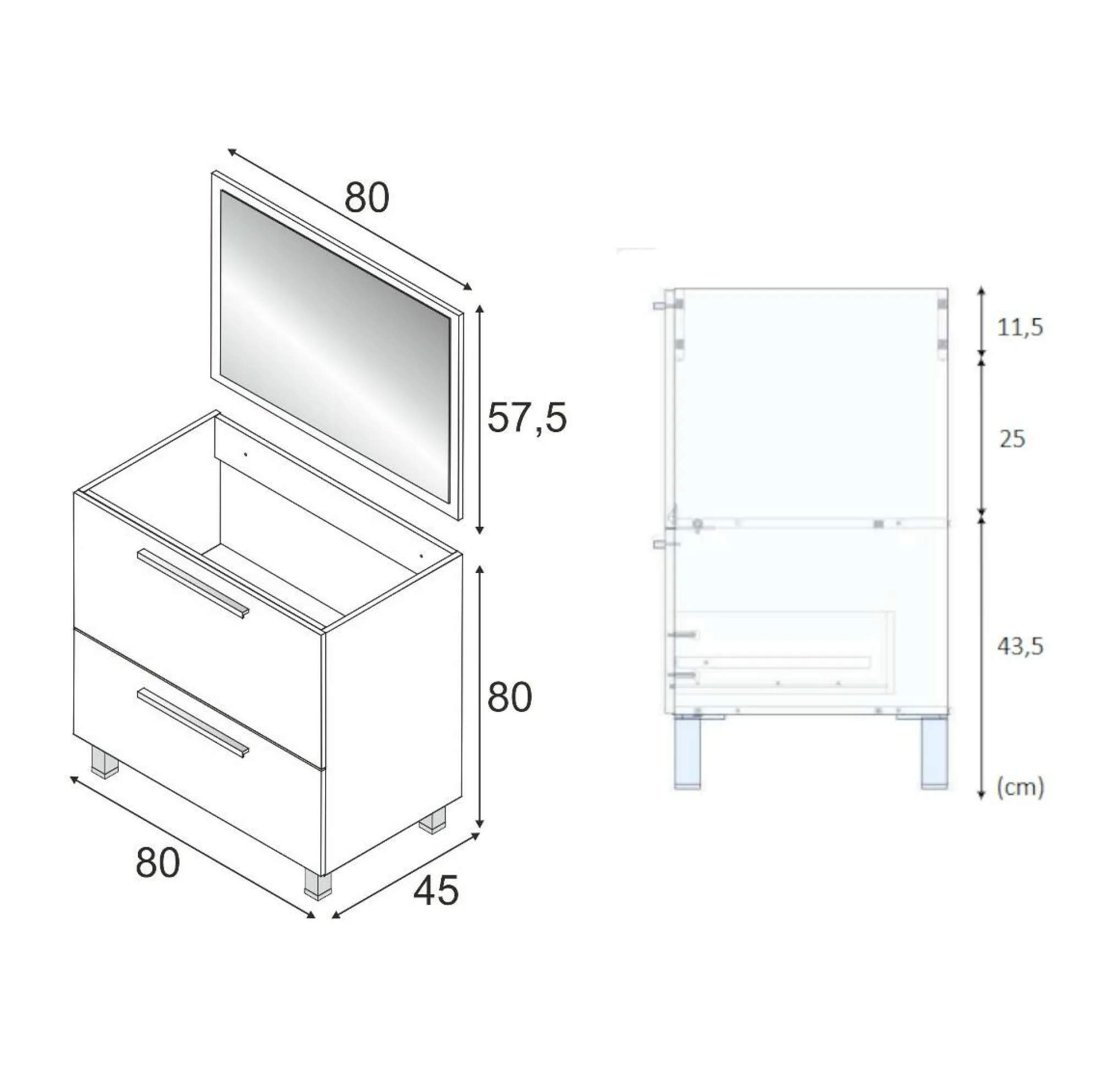 Mobile sottolavabo Abel, 80x45h80 cm,<Dmora Shop