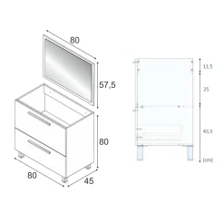 Mobile sottolavabo Abel, 80x45h80 cm,<Dmora Hot