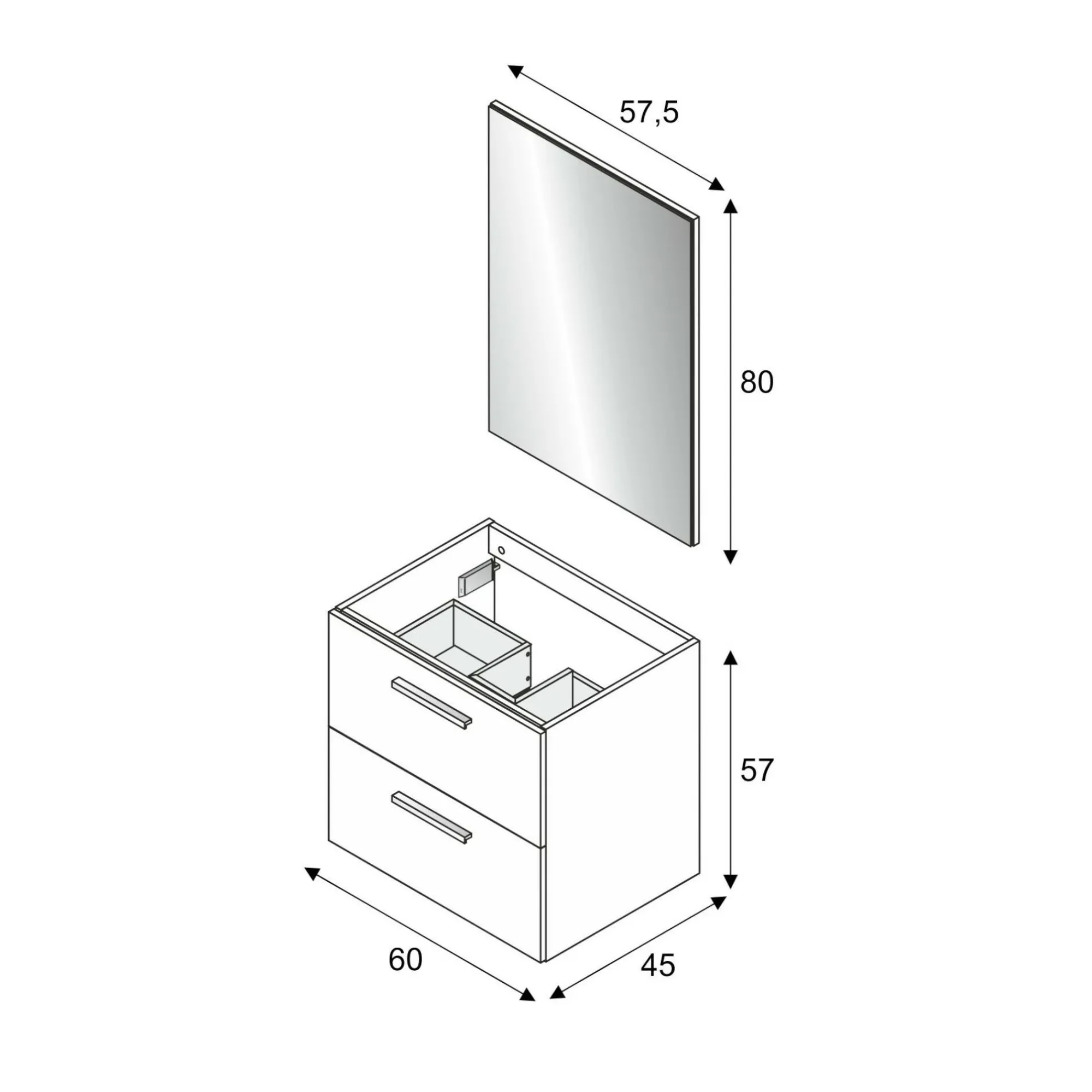 Mobile sottolavabo Affa, 60x45h57 cm,<Dmora Online
