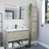 Mobile sottolavabo Akne, 80x59h45 cm, Rovere e Bianco<Dmora New