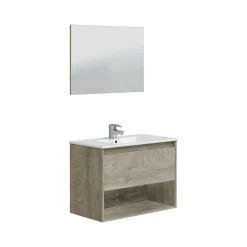 Mobile sottolavabo Akne, 80x59h45 cm, Rovere e Bianco<Dmora New