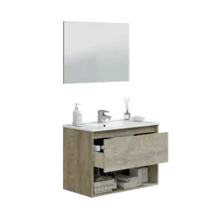 Mobile sottolavabo Akne, 80x59h45 cm, Rovere e Bianco<Dmora New