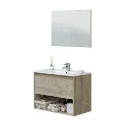 Mobile sottolavabo Akne, 80x59h45 cm, Rovere e Bianco<Dmora New