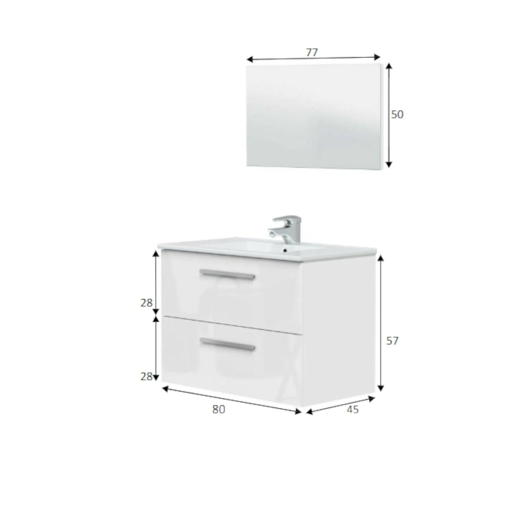 Mobile sottolavabo Albino, 80x45h57 cm,<Dmora Hot
