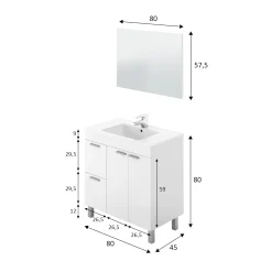 Mobile sottolavabo Aracth, 80x45h80 cm,<Dmora Best