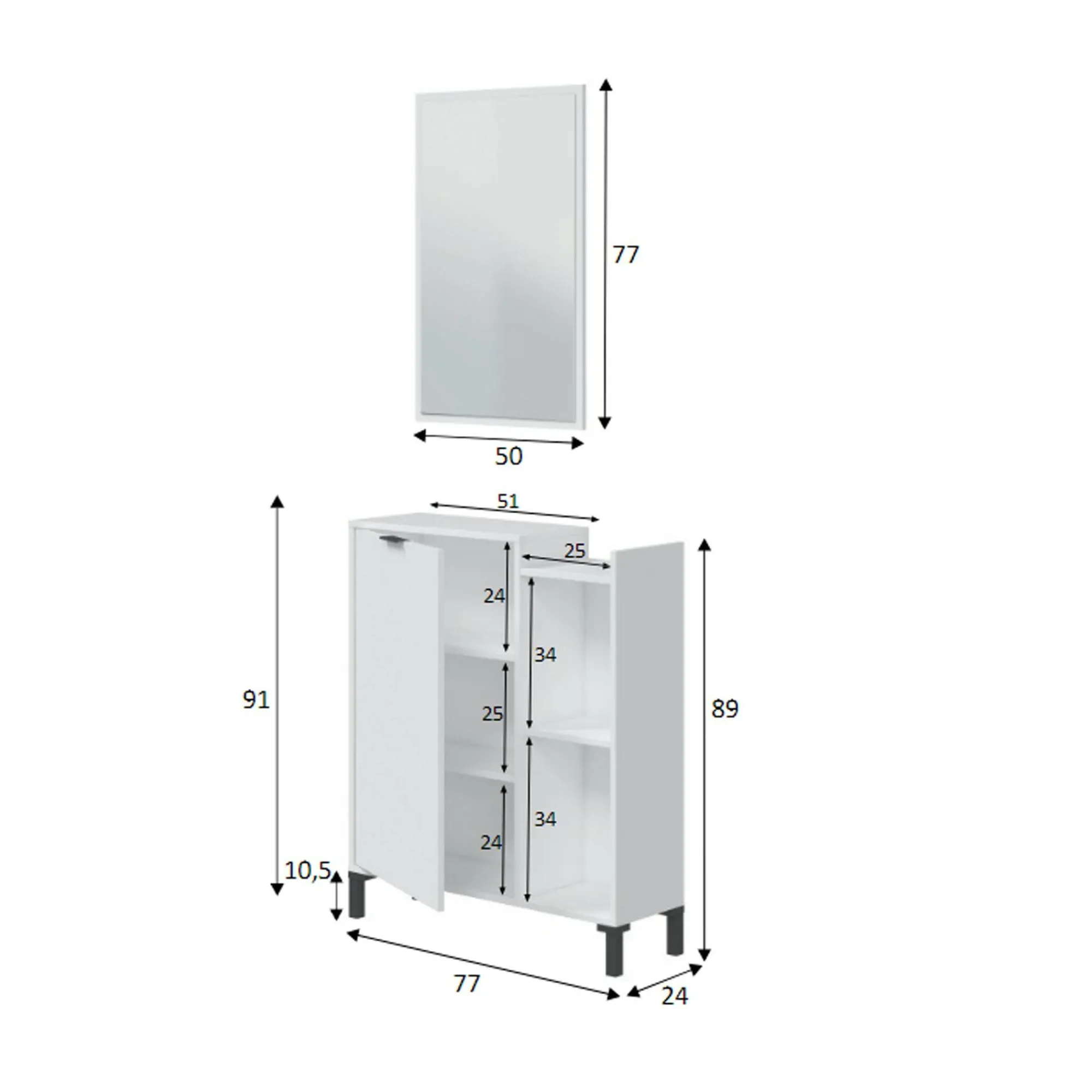 Mobile sottolavabo Argusto, 77x24 h91 cm,<Dmora Fashion