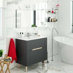 Mobile sottolavabo Avona, 80x45h80 cm, Antracite e Rovere<Dmora Hot
