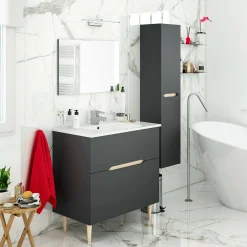 Mobile sottolavabo Avona, 80x45h80 cm, Antracite e Rovere<Dmora Hot