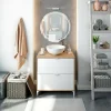 Mobile sottolavabo Bellegra, 79x46 h79 cm, Rovere Nodi e Bianco lucido<Dmora Cheap