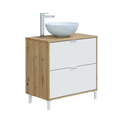 Mobile sottolavabo Bellegra, 79x46 h79 cm, Rovere Nodi e Bianco lucido<Dmora Cheap