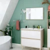 Mobile sottolavabo Berillo, 80x45h80 cm, Bianco lucido e Rovere<Dmora Shop