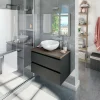 Mobile sottolavabo Dabakumo, 79x46 h53 cm, Antracite e Olmo<Dmora Sale