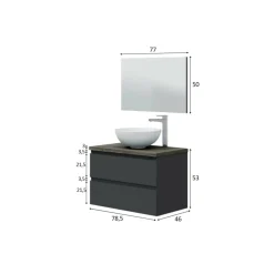 Mobile sottolavabo Dabakumo, 79x46 h53 cm, Antracite e Olmo<Dmora Sale