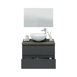 Mobile sottolavabo Dabakumo, 79x46 h53 cm, Antracite e Olmo<Dmora Sale