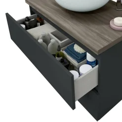 Mobile sottolavabo Dabakumo, 79x46 h53 cm, Antracite e Olmo<Dmora Sale