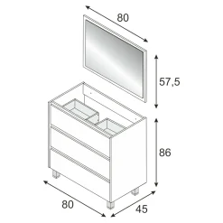 Mobile sottolavabo Dgadd, 80x45h86 cm,<Dmora Store