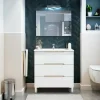 Mobile sottolavabo Dianmu, 80x45 h86 cm, Bianco lucido e Rovere<Dmora Online