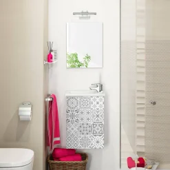 Mobile sottolavabo Dlott, 40x22h58 cm, Bianco lucido e Cemento<Dmora Hot
