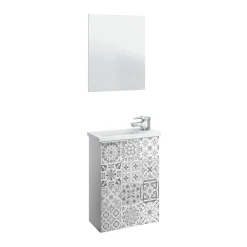 Mobile sottolavabo Dlott, 40x22h58 cm, Bianco lucido e Cemento<Dmora Hot