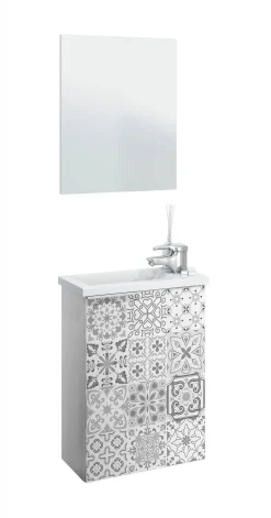 Mobile sottolavabo Dlott, 40x22h58 cm, Bianco lucido e Cemento<Dmora Hot