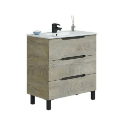 Mobile sottolavabo Dzerbi, 80x45 h86 cm, Antracite e Rovere<Dmora Cheap