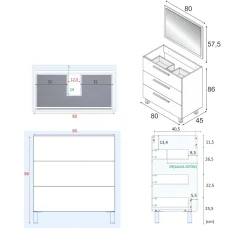 Mobile sottolavabo Elleboro, 80x45h86 cm,<Dmora Best
