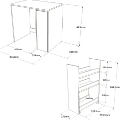 Mobile sottolavabo emile, 94x60 h88 cm,<Dmora Store