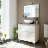 Mobile sottolavabo Furie, 78,5x46h80 cm, Bianco lucido e Olmo<Dmora New