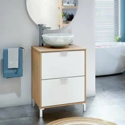 Mobile sottolavabo Lisbona, 61x46 h79 cm, Rovere Nodi e Bianco lucido<Dmora Sale