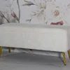 Panca Aiano, 112x42 h50 cm, Bianco e Oro<Dmora Store