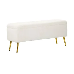 Panca Aiano, 112x42 h50 cm, Bianco e Oro<Dmora Store