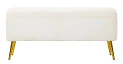 Panca Aiano, 112x42 h50 cm, Bianco e Oro<Dmora Store