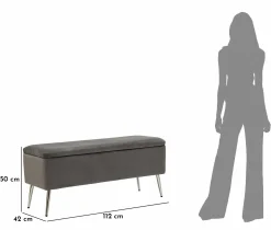 Panca Aiano, 112x42 h50 cm, Grigio e Argento<Dmora Best