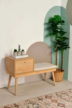 Panca Asolo, 40x105h45 cm, Quercia e Crema<Dmora Cheap