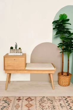 Panca Asolo, 40x105h45 cm, Quercia e Crema<Dmora Cheap