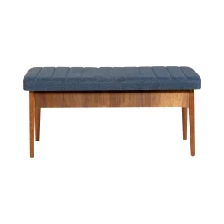 Panca Barthelemy, 110x40 h48 cm, Noce e Blu<Dmora Best