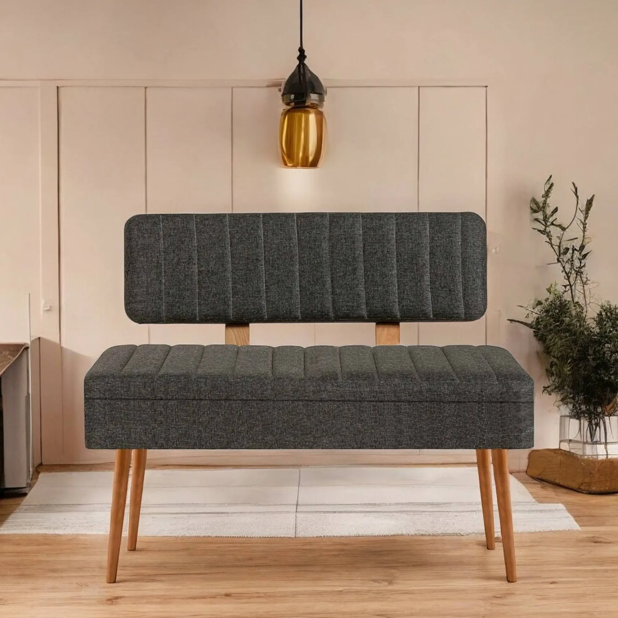 Panca Barthelemy, 90x39 h40 cm, Quercia e Antracite<Dmora Outlet