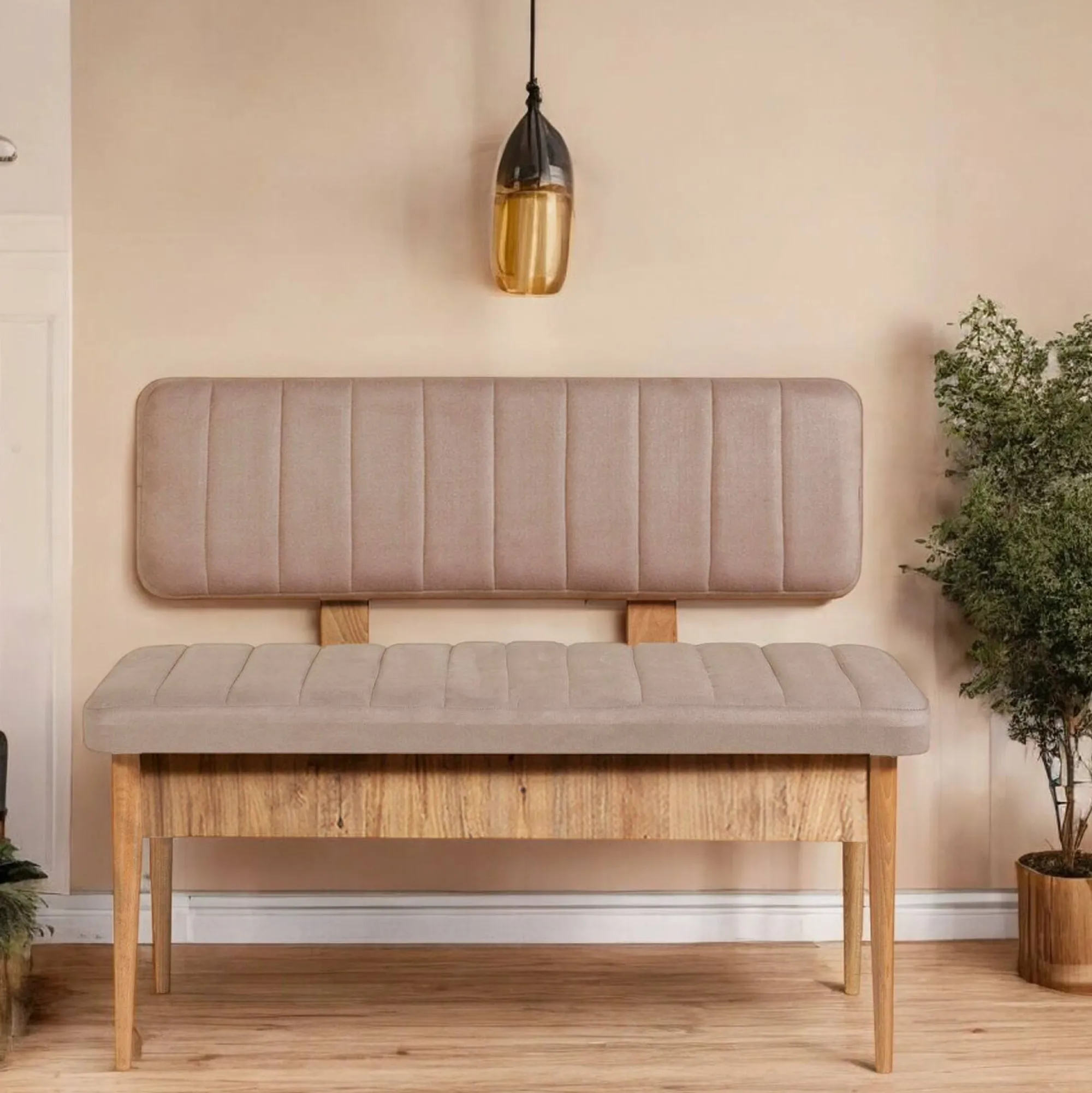 Panca Barthelemy, 110x46 h85 cm, Quercia e Cemento<Dmora Shop