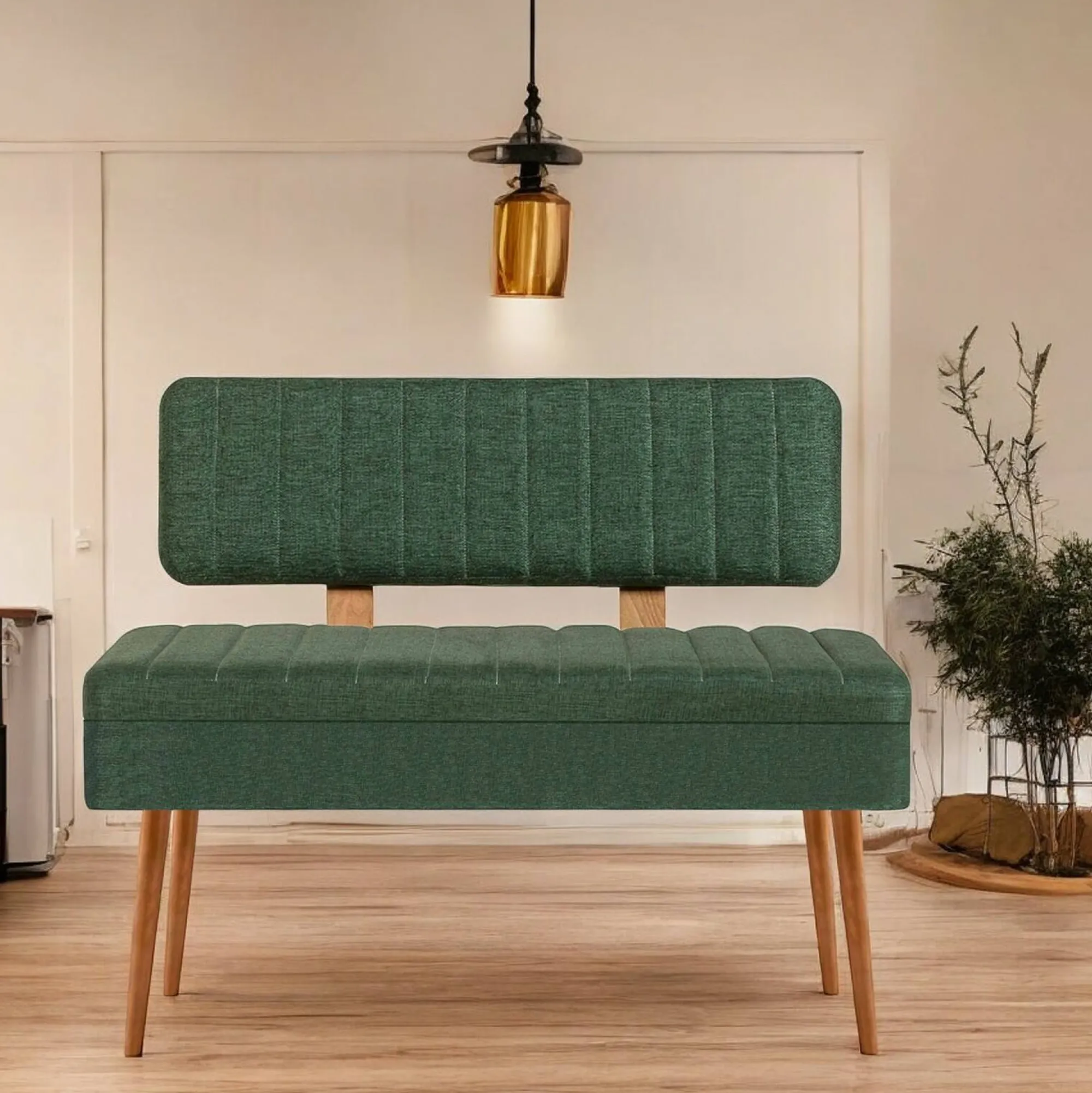Panca Barthelemy, 90x39 h40 cm, Quercia e Verde<Dmora Discount