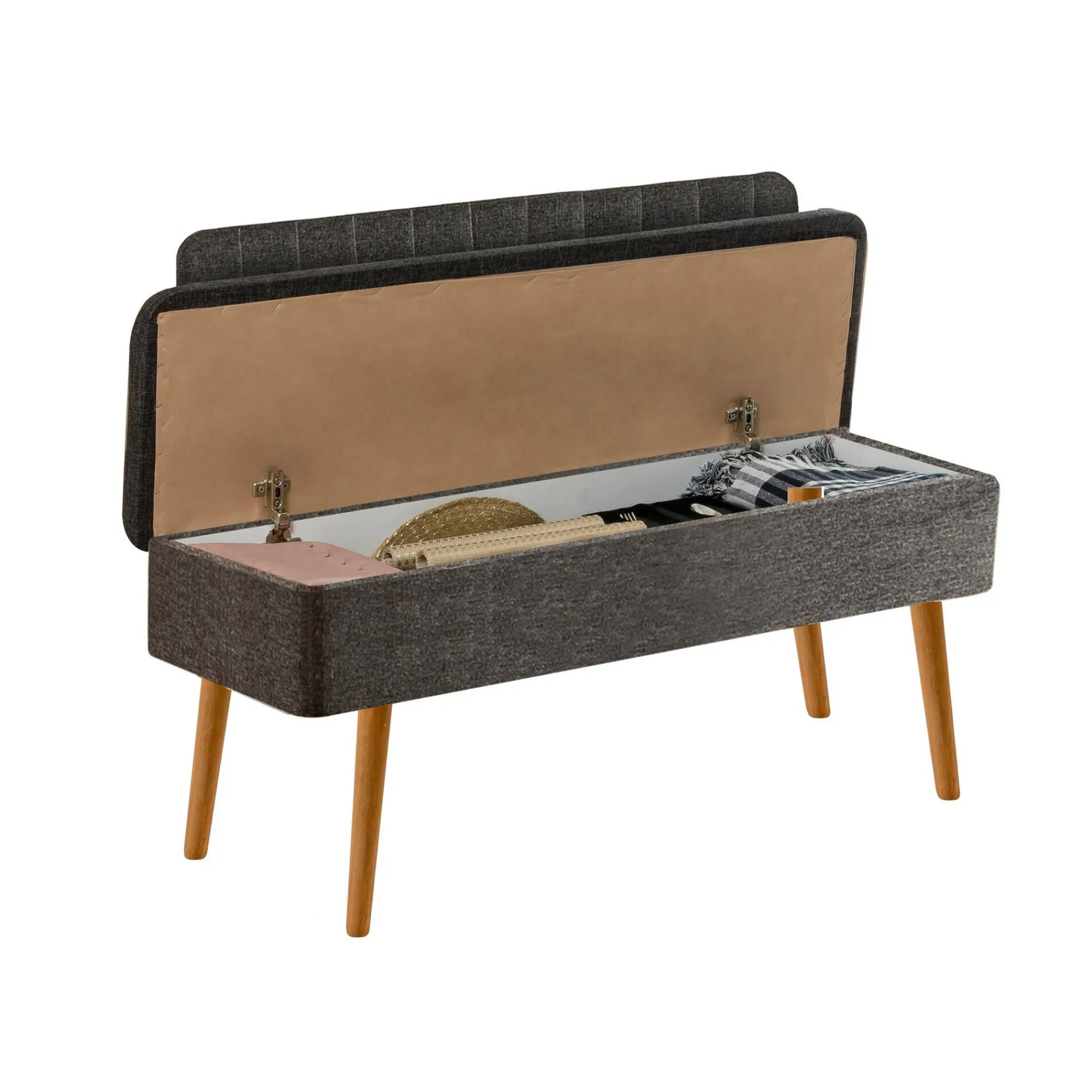 Panca Barthelemy, 90x39 h40 cm, Quercia e Antracite<Dmora Outlet