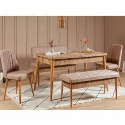 Panca Barthelemy, 110x46 h85 cm, Quercia e Cemento<Dmora Shop