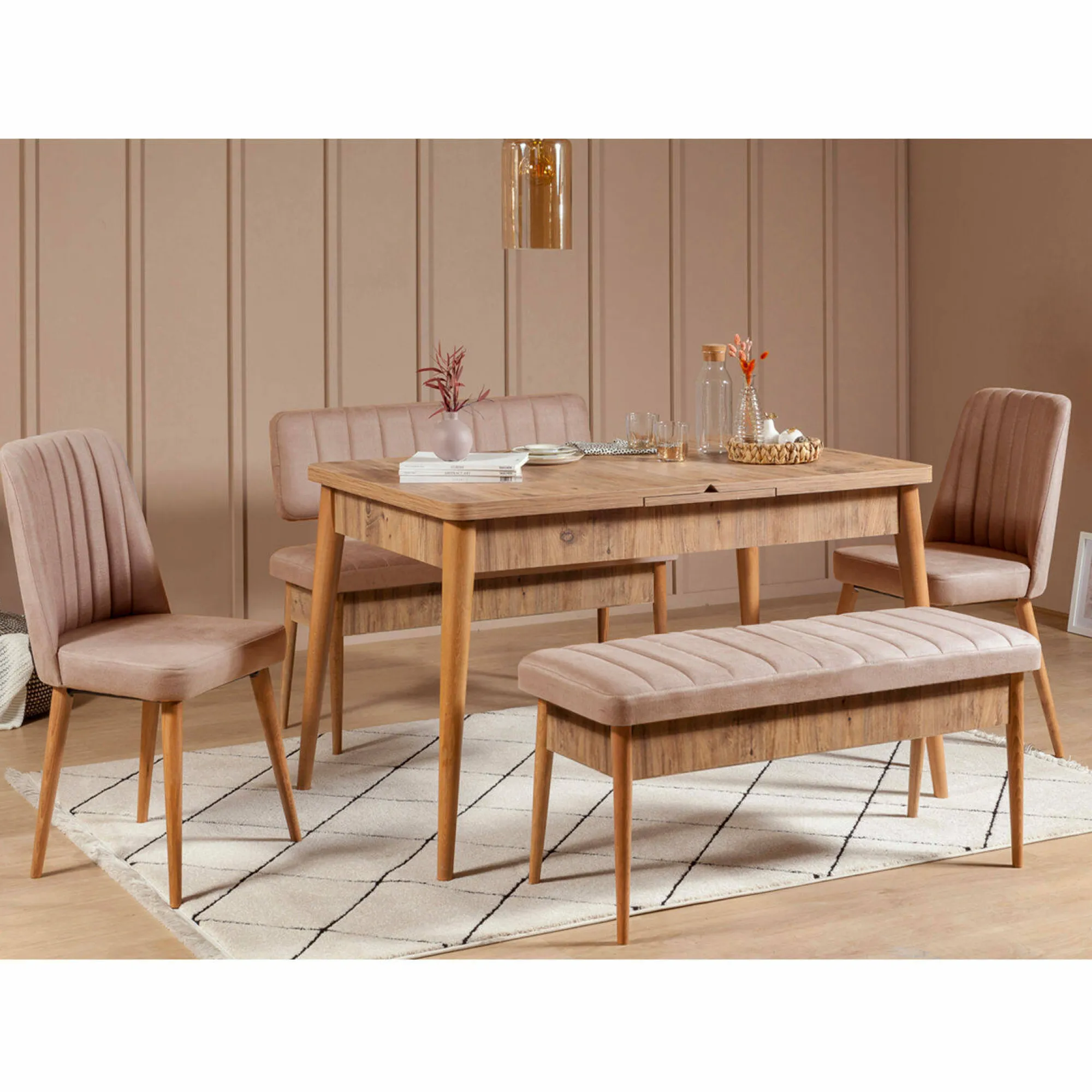 Panca Barthelemy, 110x46 h85 cm, Quercia e Cemento<Dmora Shop