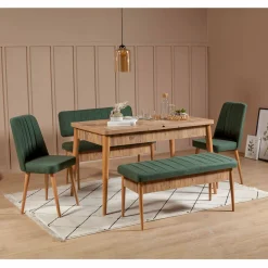 Panca Barthelemy, 110x40 h85 cm, Quercia e Verde<Dmora Hot